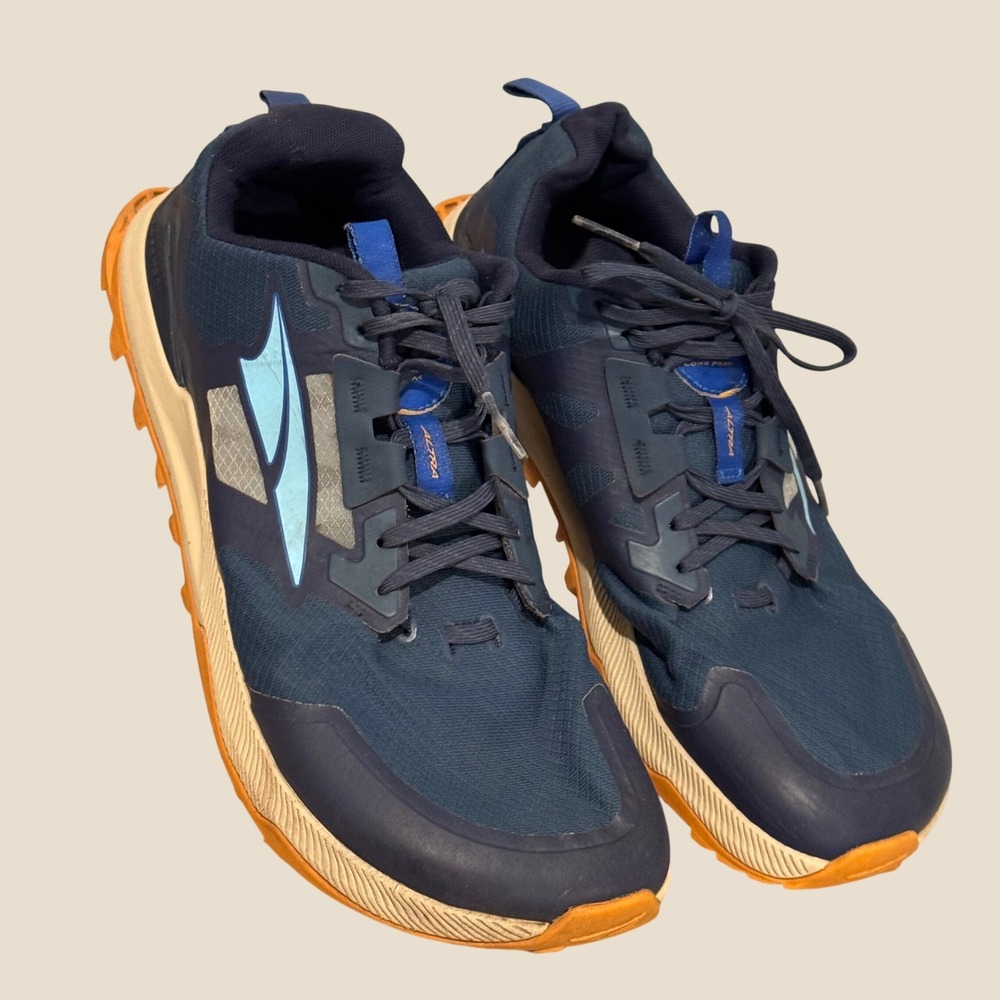 Altra Lone Peak 7 Trail Running Shoes Mens 12 Navy Blue Orange Excellent Trail